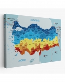 Türkiye Haritası Kanvas Tablo Sınır Komşulu Eğitici Dekoratif Tablo 3082
