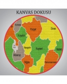 Türkiye Haritası Kanvas Tablo Sınır Komşulu Eğitici Dekoratif Tablo 3083