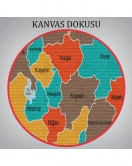 Türkiye Haritası Kanvas Tablo Sınır Komşulu Eğitici Dekoratif Tablo 3094