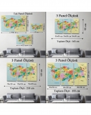 Türkiye Haritası Kanvas Tablo Sınır Komşulu Eğitici Dekoratif Tablo 3096