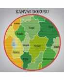 Türkiye Haritası Kanvas Tablo Sınır Komşulu Eğitici Dekoratif Tablo 3105