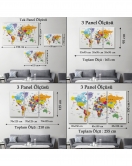Dünya Haritası Son Derece Ayrıntılı Eğitici ve Sembollü Kanvas Tablo 3179