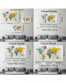 Dünya Haritası Son Derece Ayrıntılı Eğitici ve Sembollü Kanvas Tablo 3213