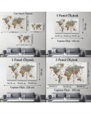 Dünya Haritası Son Derece Ayrıntılı Eğitici ve Sembollü Dekoratif Tablo 3225