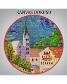 Avusturya Hallstatt Yağlıboya Görünüm Dekoratif Kanvas Duvar Tablosu-3438