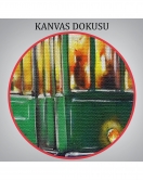 Eski Tramvay Retro Yağlıboya Görünüm Dekoratif Kanvas Duvar Tablosu-3574