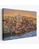 Eminönü Balıkçı Tekneleri Yağlıboya Görünümlü Kanvas Tablo-3598