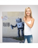 Banksy Graffiti Yapan Robot Kanvas Tablo-4966