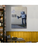 Banksy Graffiti Yapan Robot Kanvas Tablo-4966