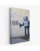 Banksy Graffiti Yapan Robot Kanvas Tablo-4966