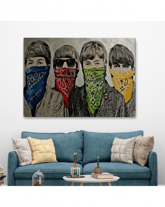 Bansky'nin Bandanalı Beatles Çocuklar İsimli Çalışması Kanvas Tablo-5011