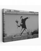 Bansky'nin Çiçek Atan Adam Eseri Kanvas Tablo-5014