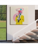 Çizgi Roman Kahramanı Kahvesini Yudumluyor Pop Art Kanvas Tablo-5066