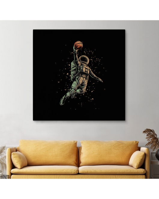 Ay'da Basketbol Oynayan Astronot Kanvas Tablo-5067