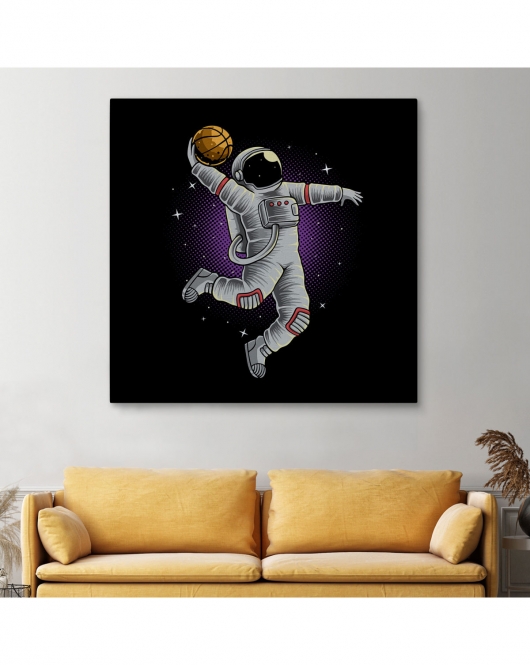 Ay'da Basketbol Oynayan Astronot Kanvas Tablo-5068