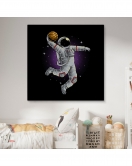 Ay'da Basketbol Oynayan Astronot Kanvas Tablo-5068