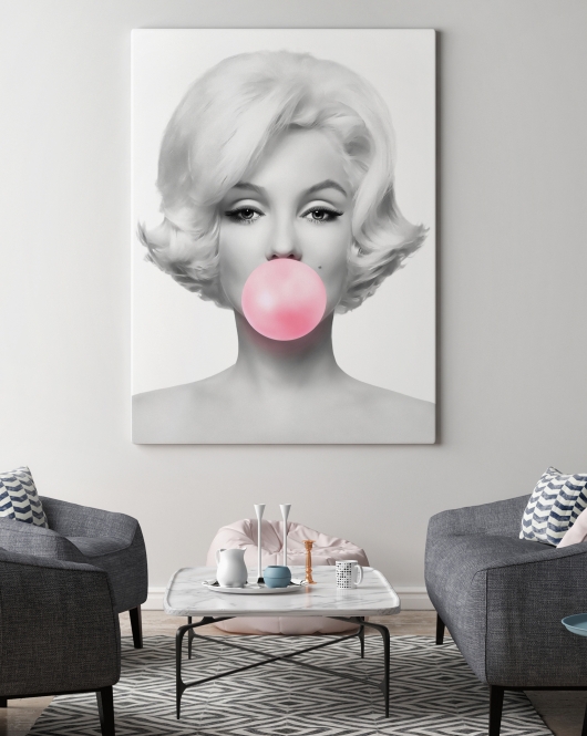 Marilyn Monroe Pembe Kabarcık Sakızlı Dekoratif Kanvas Tablo-5108-3