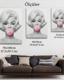 Marilyn Monroe Pembe Kabarcık Sakızlı Dekoratif Kanvas Tablo-5108-3