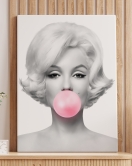 Marilyn Monroe Pembe Kabarcık Sakızlı Dekoratif Kanvas Tablo-5108-3