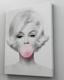 Marilyn Monroe Pembe Kabarcık Sakızlı Dekoratif Kanvas Tablo-5108-3