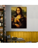 Bira İçme Mona Lisa Kanvas Tablo, Olağandışı Mona Lisa Kanvas Tablo-5219