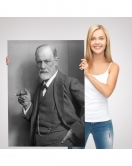 Sigmund Freud Elinde Puro ile Siyah Beyaz Fotoğrafı Kanvas Tablo-5238