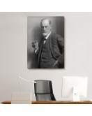 Sigmund Freud Elinde Puro ile Siyah Beyaz Fotoğrafı Kanvas Tablo-5238