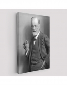 Sigmund Freud Elinde Puro ile Siyah Beyaz Fotoğrafı Kanvas Tablo-5238