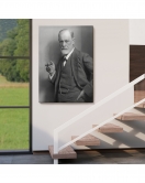 Sigmund Freud Elinde Puro ile Siyah Beyaz Fotoğrafı Kanvas Tablo-5238