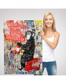 Hayallerinin Peşinden Git,Maymun Graffiti Posteri, Banksy Graffiti Kanvas Tablo-5304