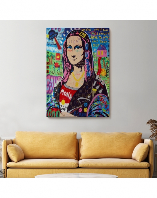 Banksy Renkli Mona Lisa Kanvas Tablo, Pop Art, Sokak Sanatı, Kanvas Tablo-5305