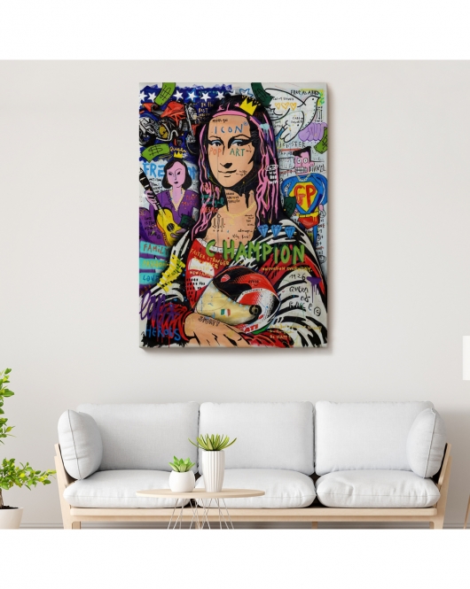 Renkli Mona Lisa Banksy Kanvas Tablo, Sokak Sanatı, Pop Art-5306