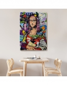 Renkli Mona Lisa Banksy Kanvas Tablo, Sokak Sanatı, Pop Art-5306