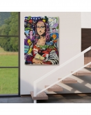 Renkli Mona Lisa Banksy Kanvas Tablo, Sokak Sanatı, Pop Art-5306