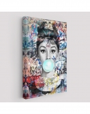 Audrey Hepburn Banksy Style Duvar Sanatı Ciklet Posteri, Hepburn Kanvas Tablo-5319