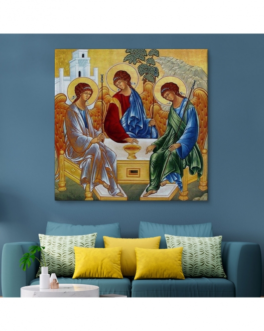 Andrei Rublev Tarafından Kutsal Üçleme Kanvas Tablo, Hristiyan Kilise Hediyesi-5327