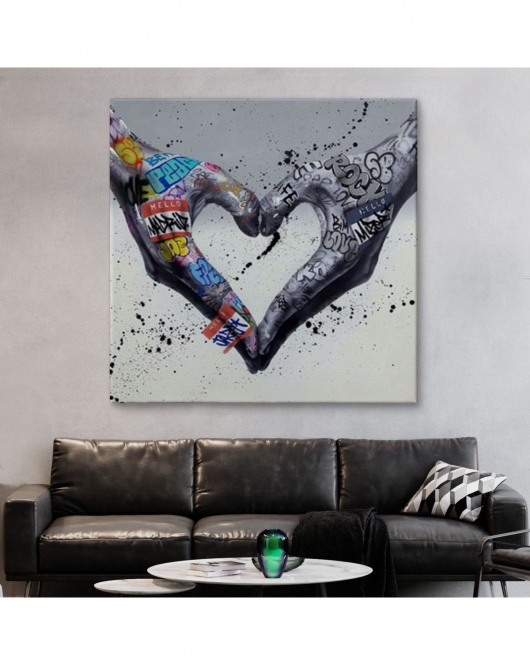 Graffiti Kalp Burcu Eller, Banksy Posteri, Kanvas Tablo, Pop Art-5343