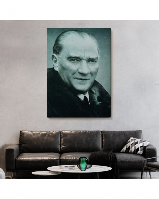 Atatürk Portre Tablosu Mustafa Kemal Atatürk Dikdörtgen Dekoratif Kanvas Tablo-CG-57