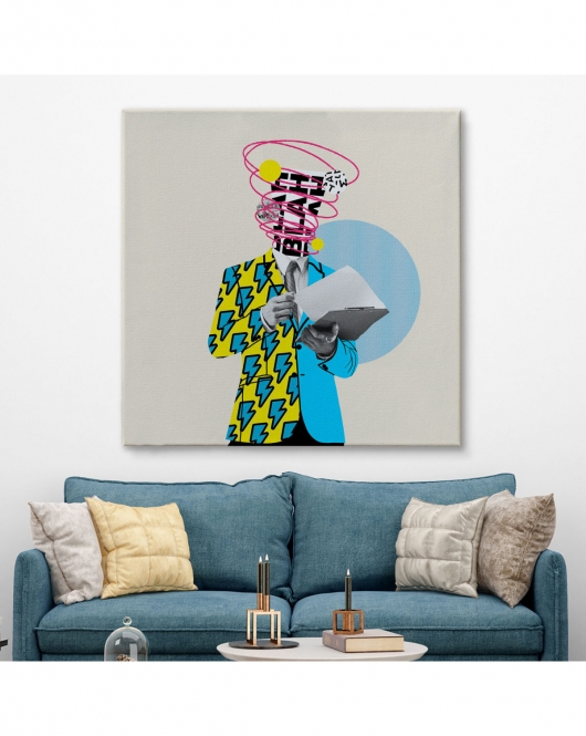 Çizgi Roman Kahramanı Kahvesini Yudumluyor Pop Art Kanvas Tablo-5800