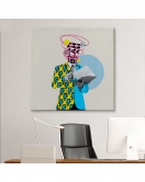 Çizgi Roman Kahramanı Kahvesini Yudumluyor Pop Art Kanvas Tablo-5800