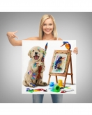 Ressam Yavru Köpek Dekoratif Kanvas Tablo-5845