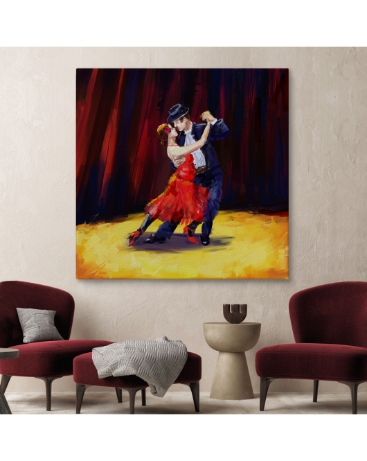 Tango Danscıları Yağlıboya Görünüm Dekoratif Kanvas Duvar Tablosu-5846