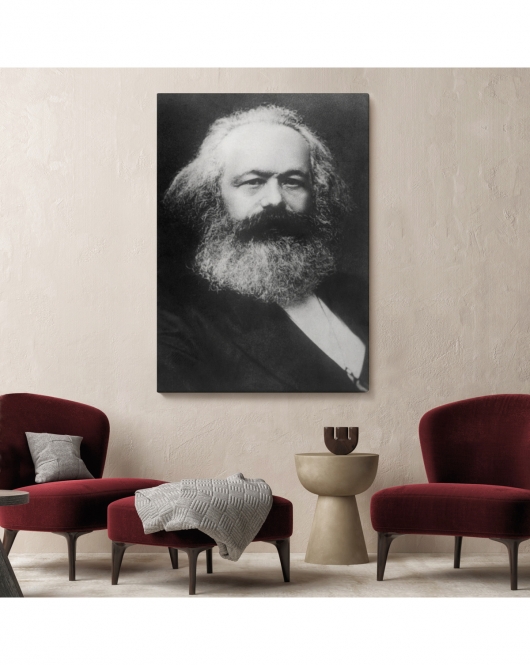 Karl Marx Siyah Beyaz Dekoratif Kanvas Tablo-5964