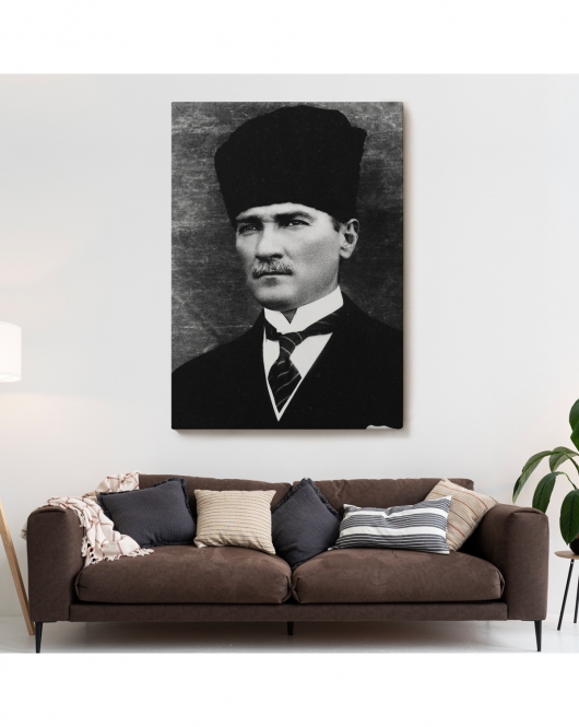 Atatürk Portre Tablosu Mustafa Kemal Atatürk Dikdörtgen Dekoratif Kanvas Tablo-CJ-60