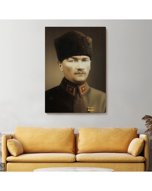 Atatürk Portre Tablosu Mustafa Kemal Atatürk Dikdörtgen Dekoratif Kanvas Tablo-CK-61