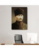 Atatürk Portre Tablosu Mustafa Kemal Atatürk Dikdörtgen Dekoratif Kanvas Tablo-CK-61