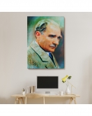 Atatürk Portre Tablosu Mustafa Kemal Atatürk Dikdörtgen Dekoratif Kanvas Tablo-CL-62