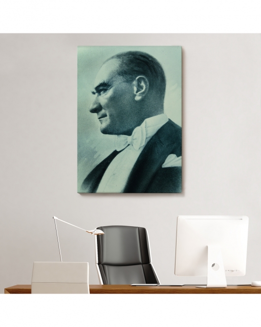 Atatürk Portre Tablosu Mustafa Kemal Atatürk Dikdörtgen Dekoratif Kanvas Tablo-CN-63