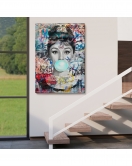 Audrey Hepburn Graffiti Pop Art Duvar Tablosu-6470