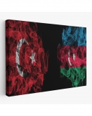 Türkiye Azerbaycan Bayrak Desenli Dekoratif Kanvas Tablo-6518